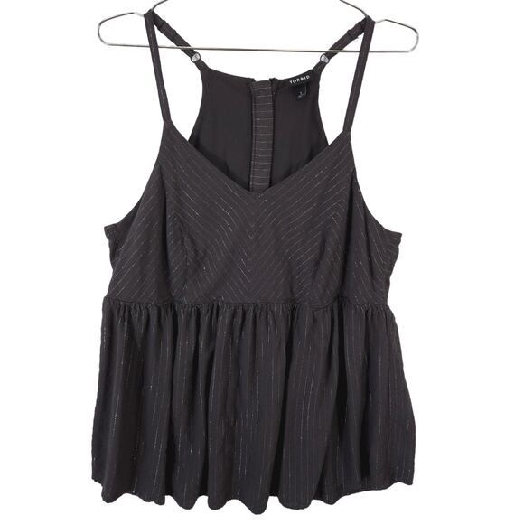 Torrid Tank Top Womens 1 Gray Silver Striped Spaghetti Strap Zip Up Back Preppy - Picture 1 of 10